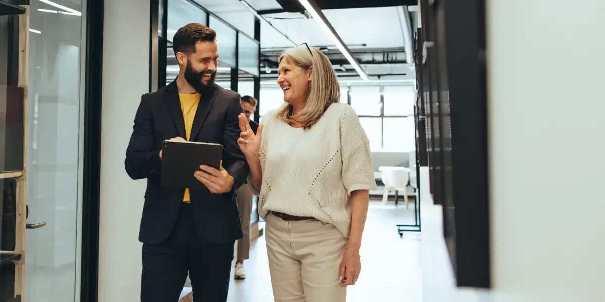 Tech founder discussing contractor agreement with contractor